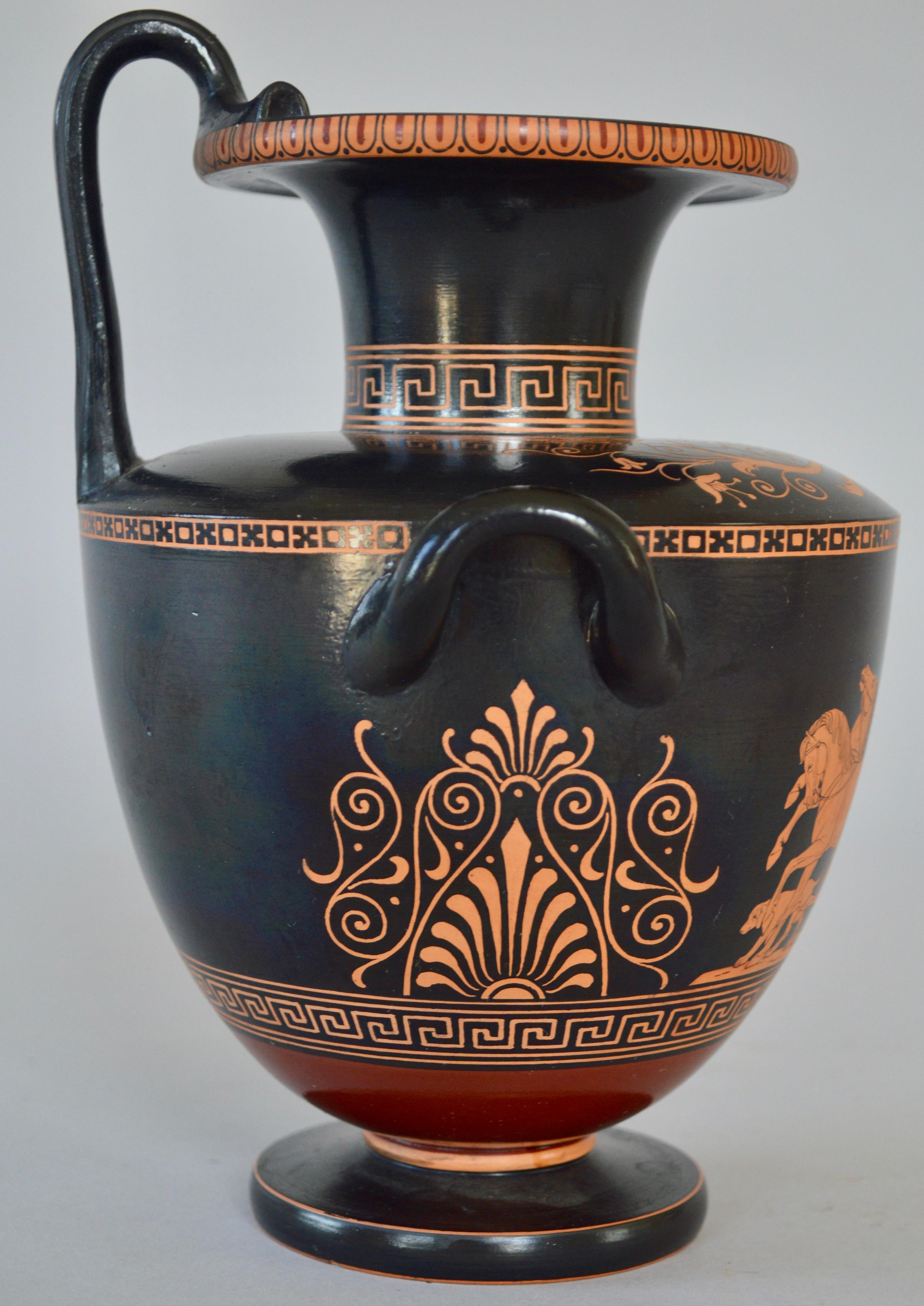 Late 19th Century Neoclassical Amphora Vase in Black Painted Terracotta