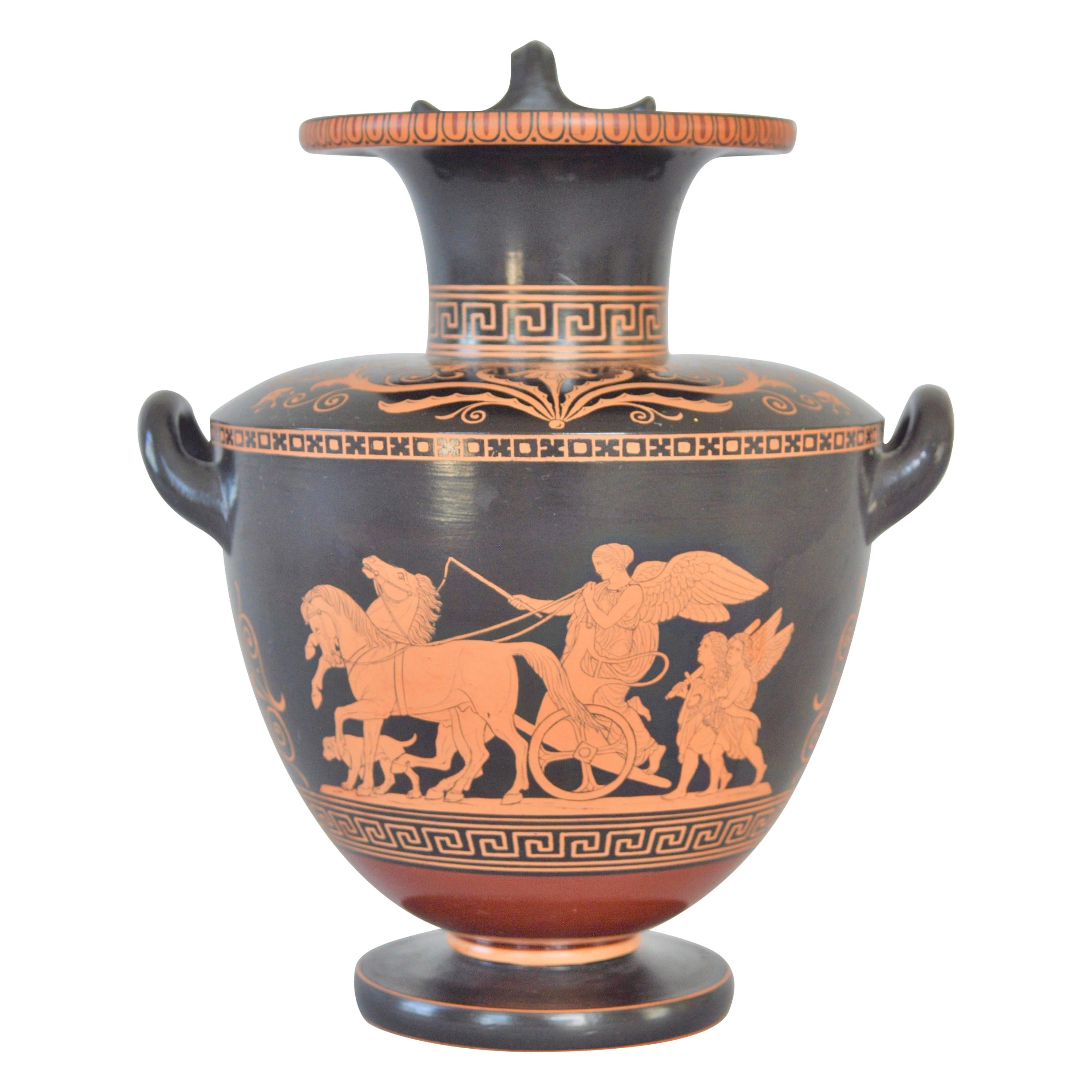 Neoclassical Amphora Vase in Black Painted Terracotta
