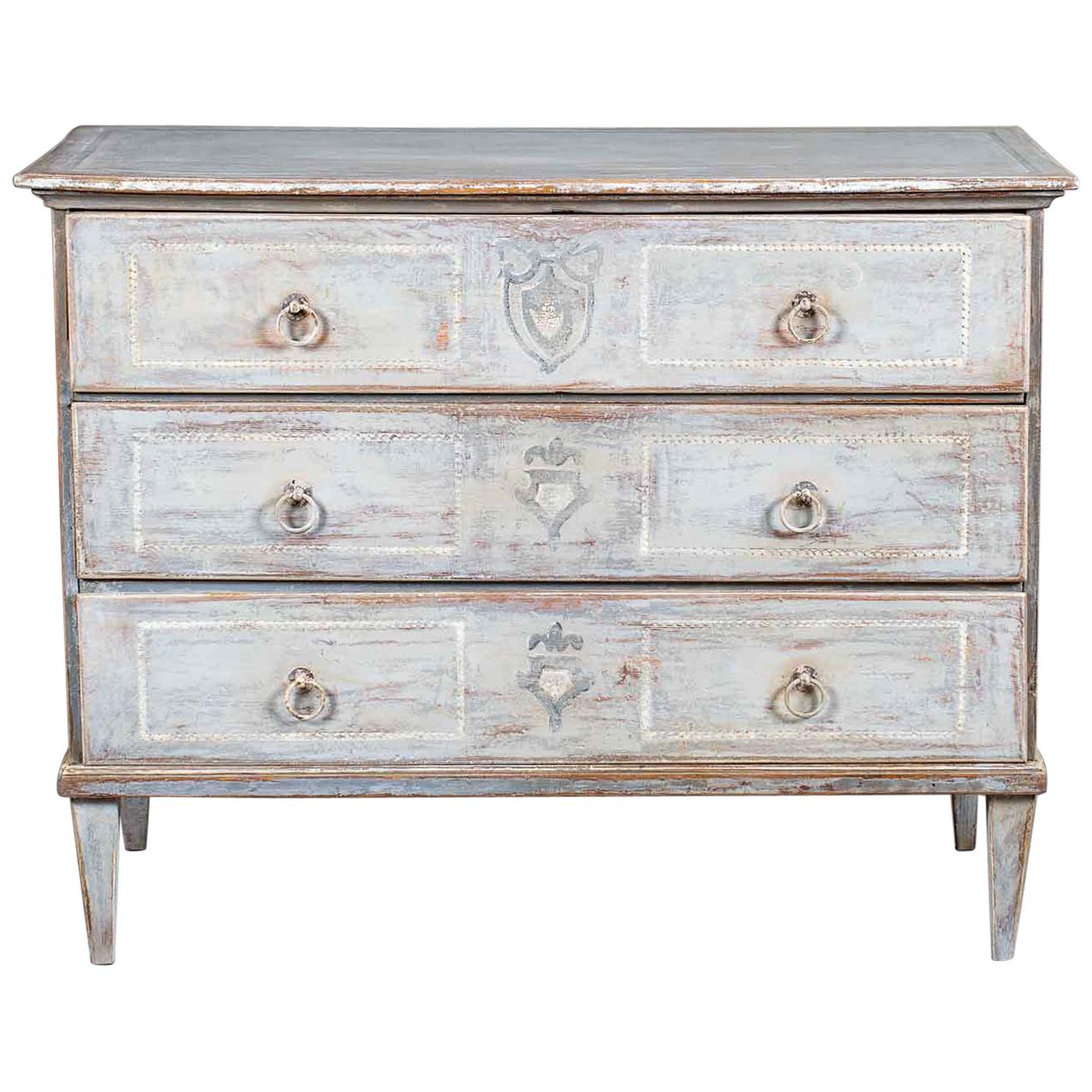 Neoclassical Antique Austrian Three-Drawer Painted Chest, circa 1830