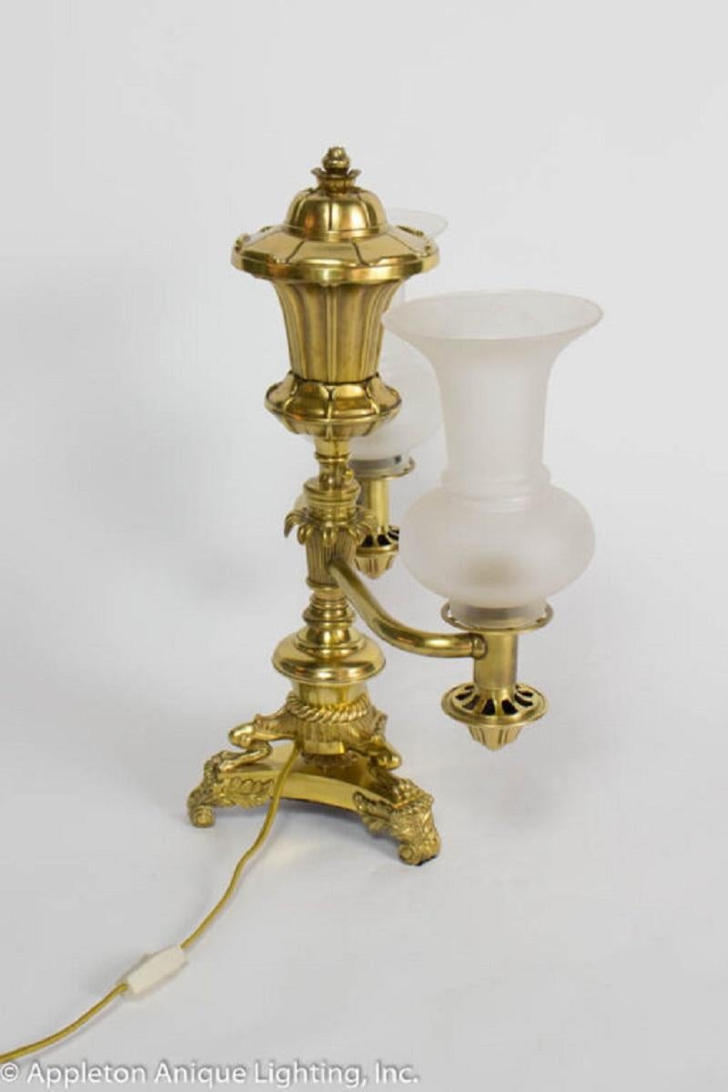 Neoclassical Antique Brass Argand Lamp For Sale 1