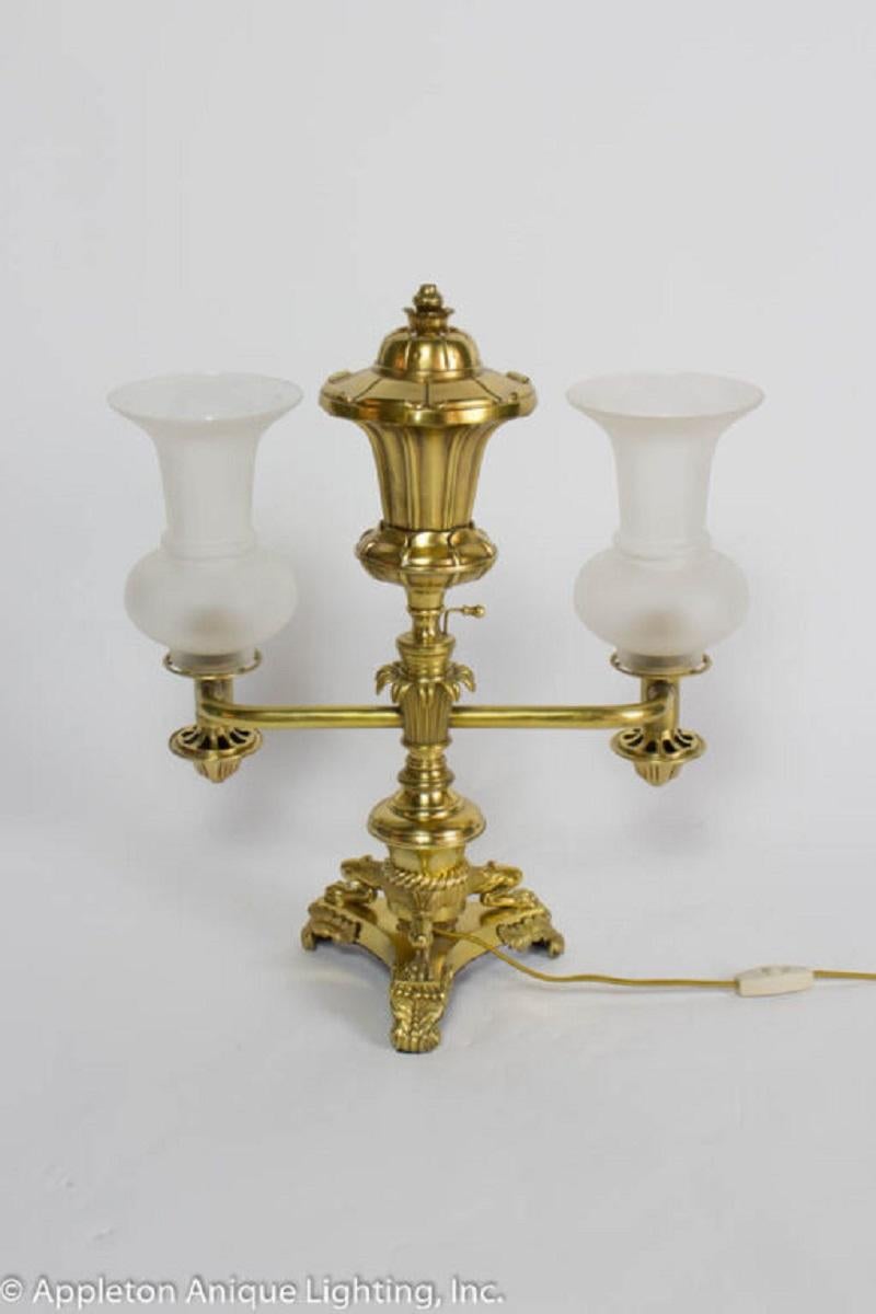 Neoclassical Antique Brass Argand Lamp For Sale 2