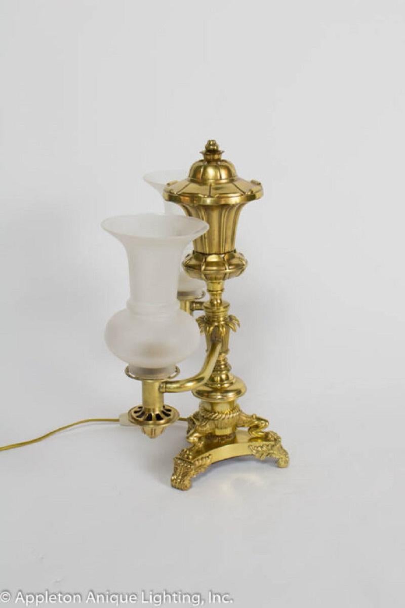 Neoclassical Antique Brass Argand Lamp For Sale 3