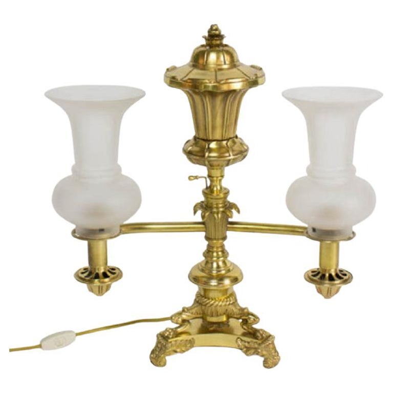Neoclassical Antique Brass Argand Lamp For Sale at 1stDibs
