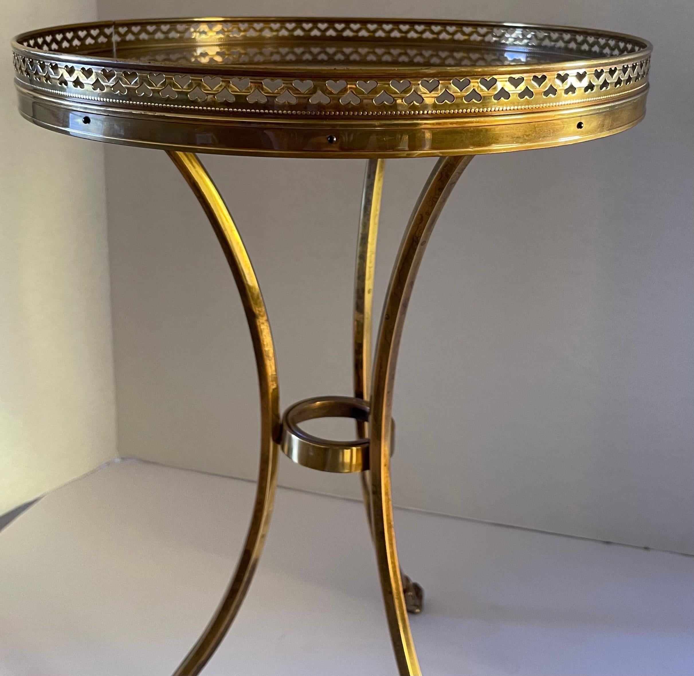 American Neoclassical Antique Brass Gueridon Side Table