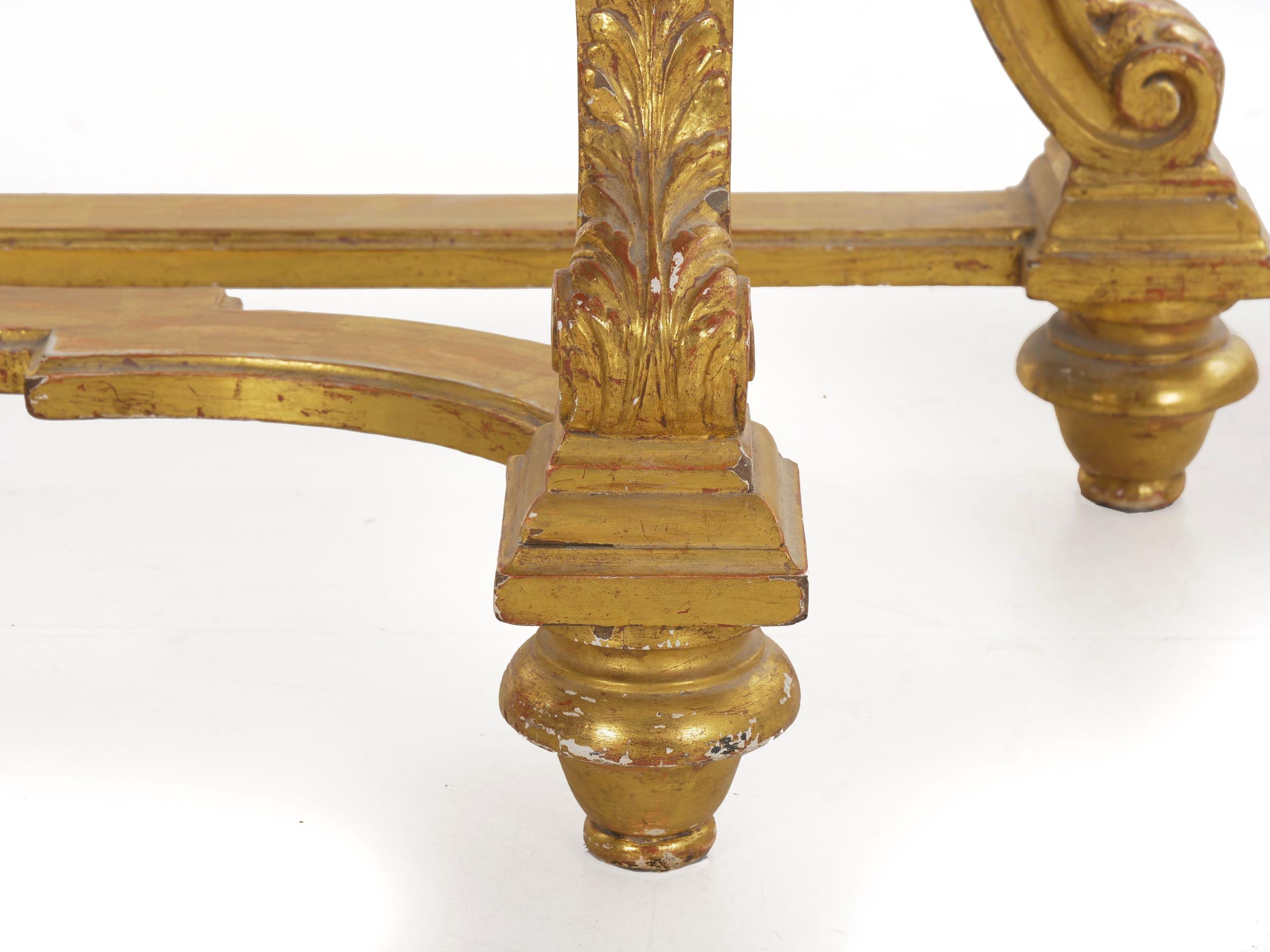 Neoclassical Antique Carved Giltwood and Red Marble Console Pier Table 8
