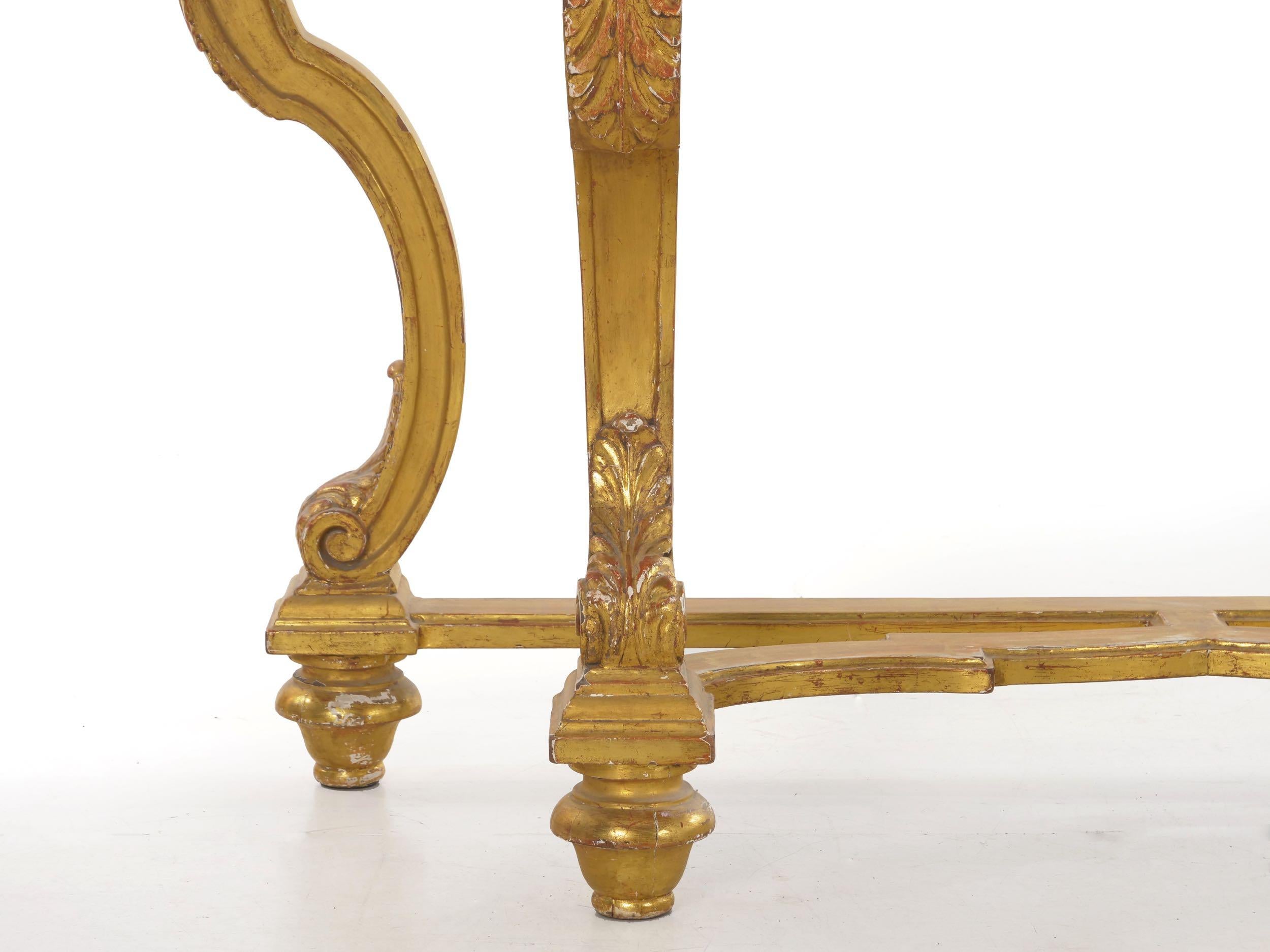 Neoclassical Antique Carved Giltwood and Red Marble Console Pier Table 10