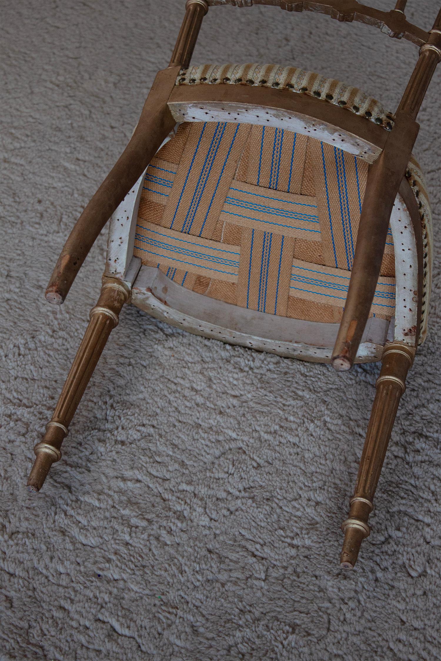 Neoclassical Antique French-Style Gilded Chair For Sale 3