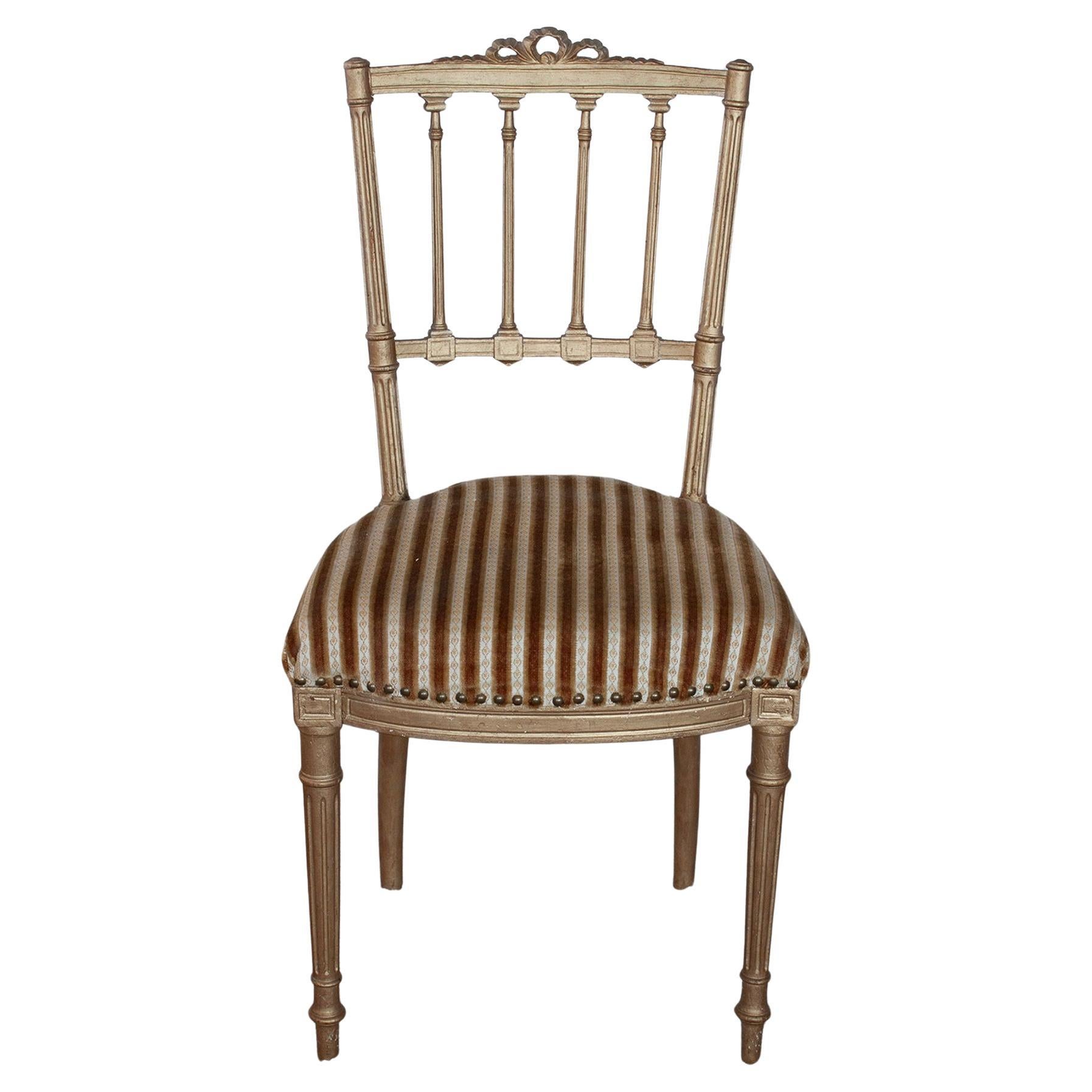 Neoclassical Antique French-Style Gilded Chair