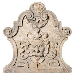 Neoclassical Used Limestone Mask Wall Fountain
