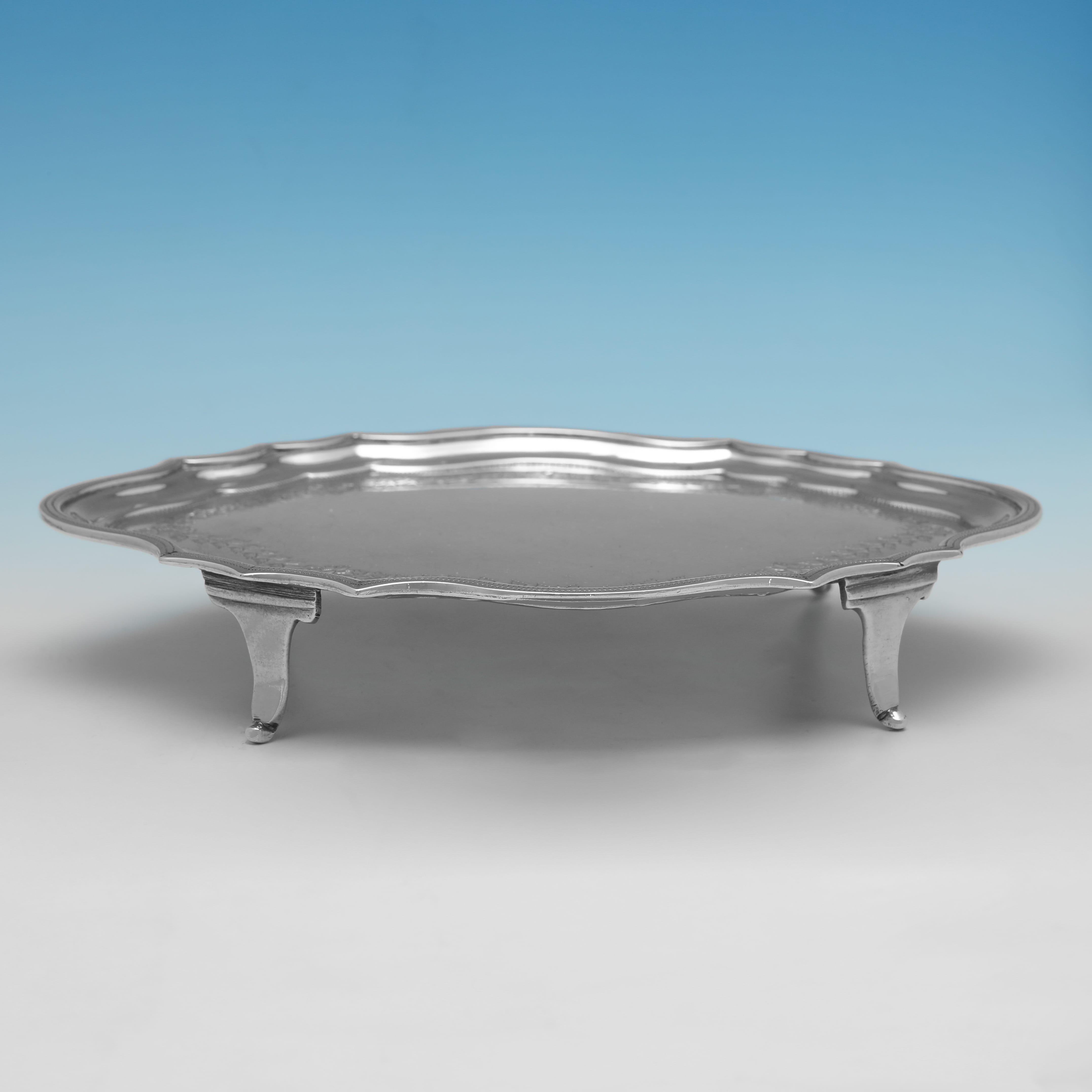 English Neoclassical antique sterling silver tea pot stand made in London in 1802 For Sale