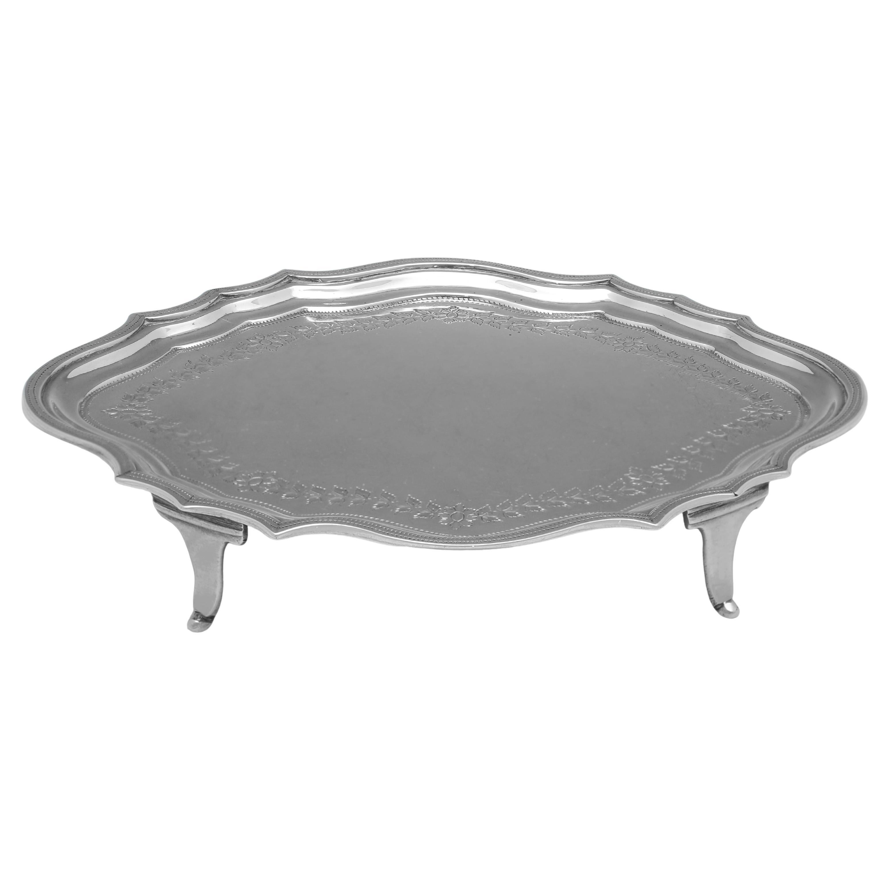 Neoclassical antique sterling silver tea pot stand made in London in 1802