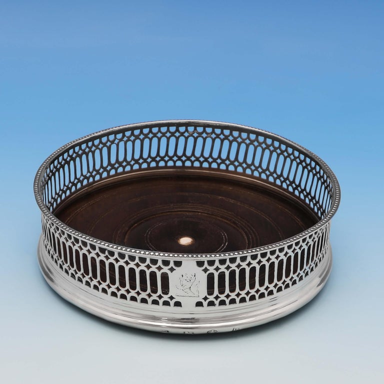 Neoclassical Antique Sterling Silver Wine Coaster Hallmarked Sheffield