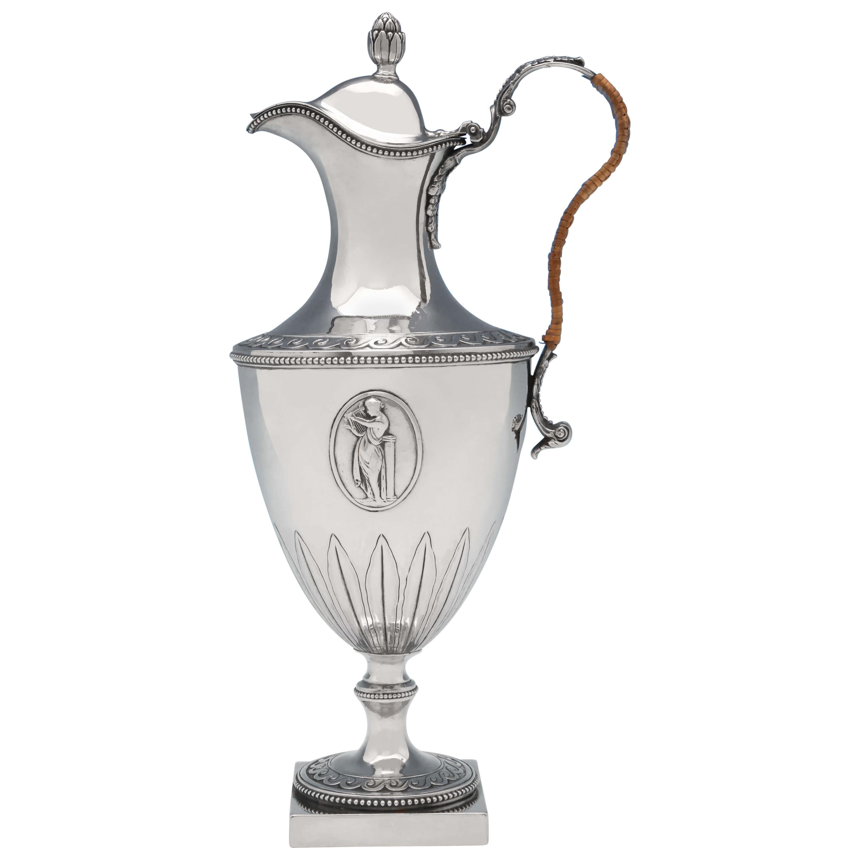 Neoclassical Antique Sterling Silver Wine or Water Jug by Fogelberg & Gilbert