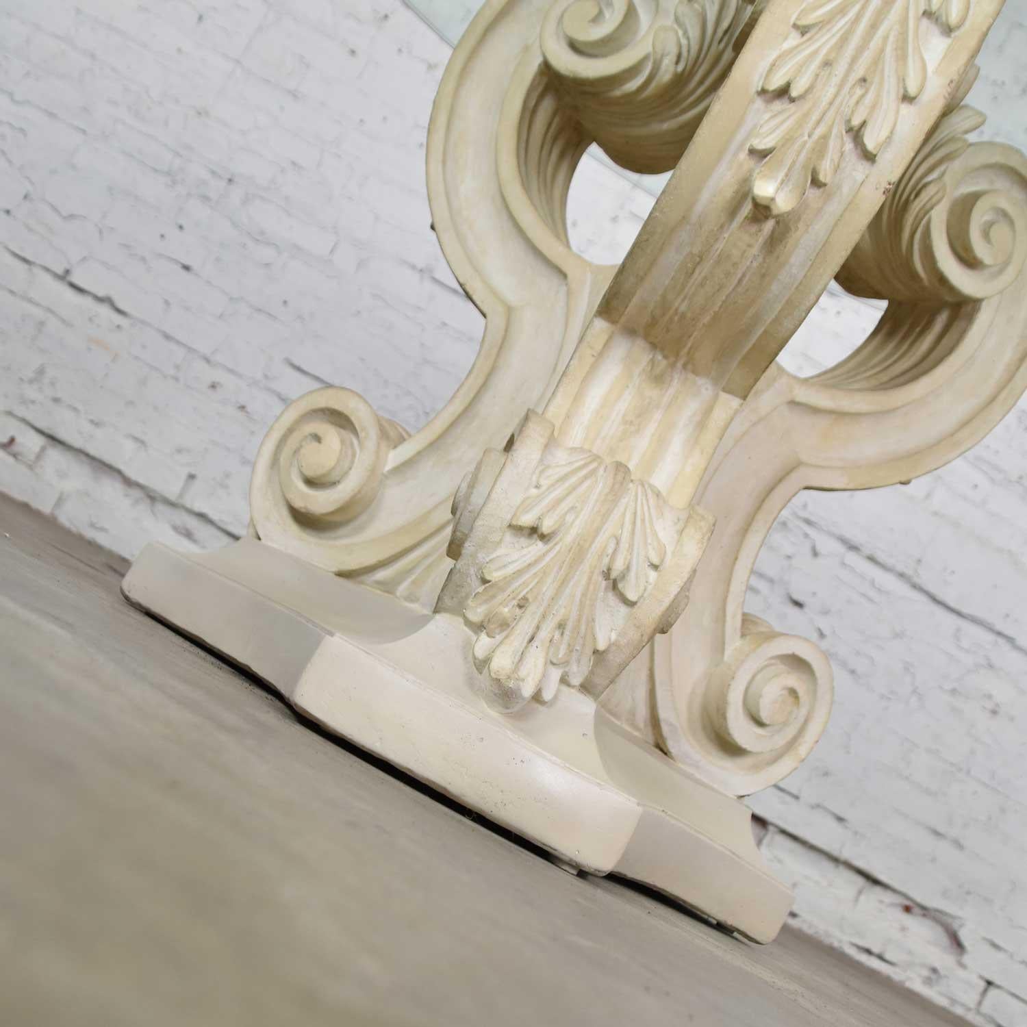 Neoclassical Architectural Plaster Pedestal Dining or Center Table Round Glass 2