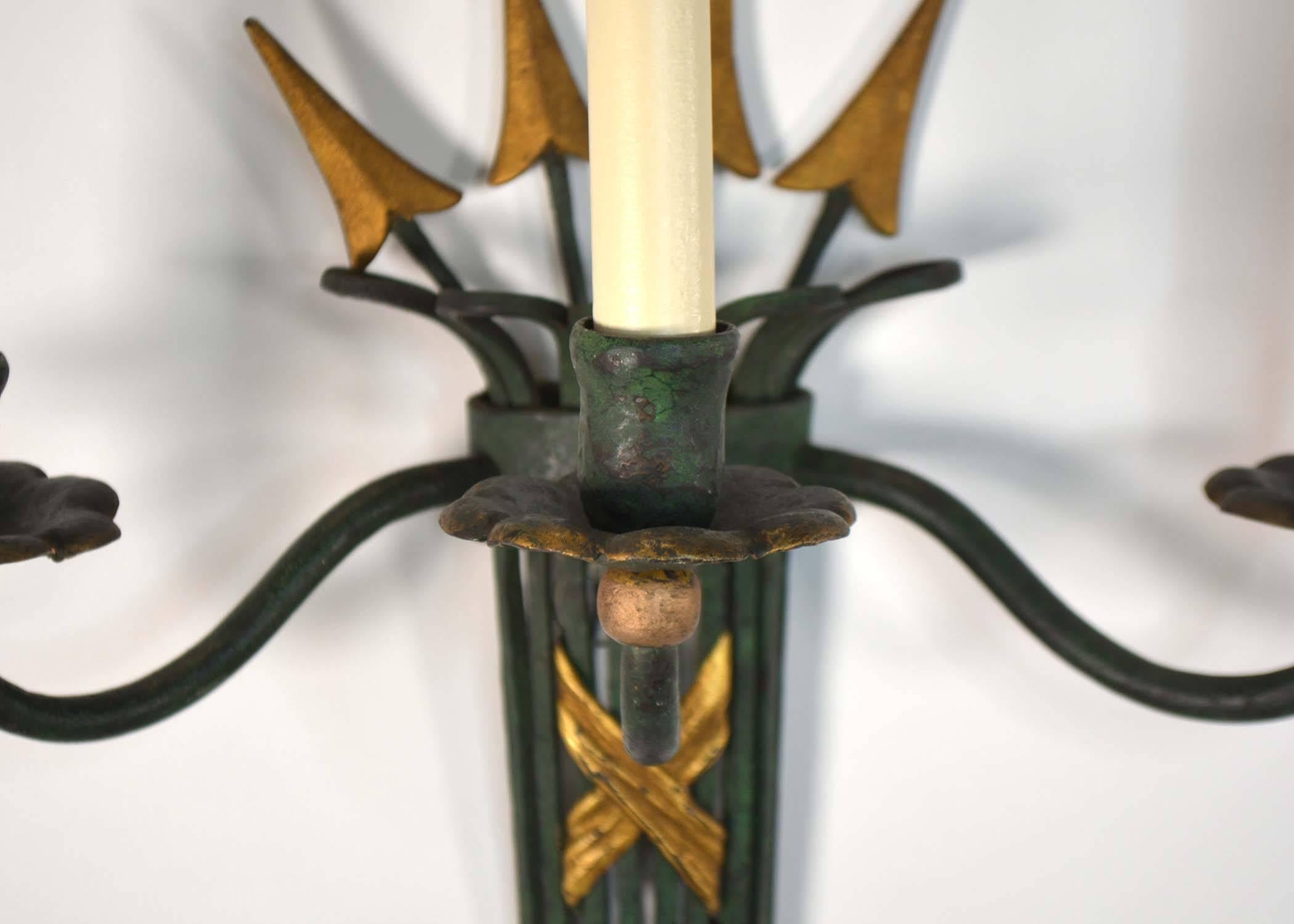 Painted Neoclassical Arrow Sconces For Sale
