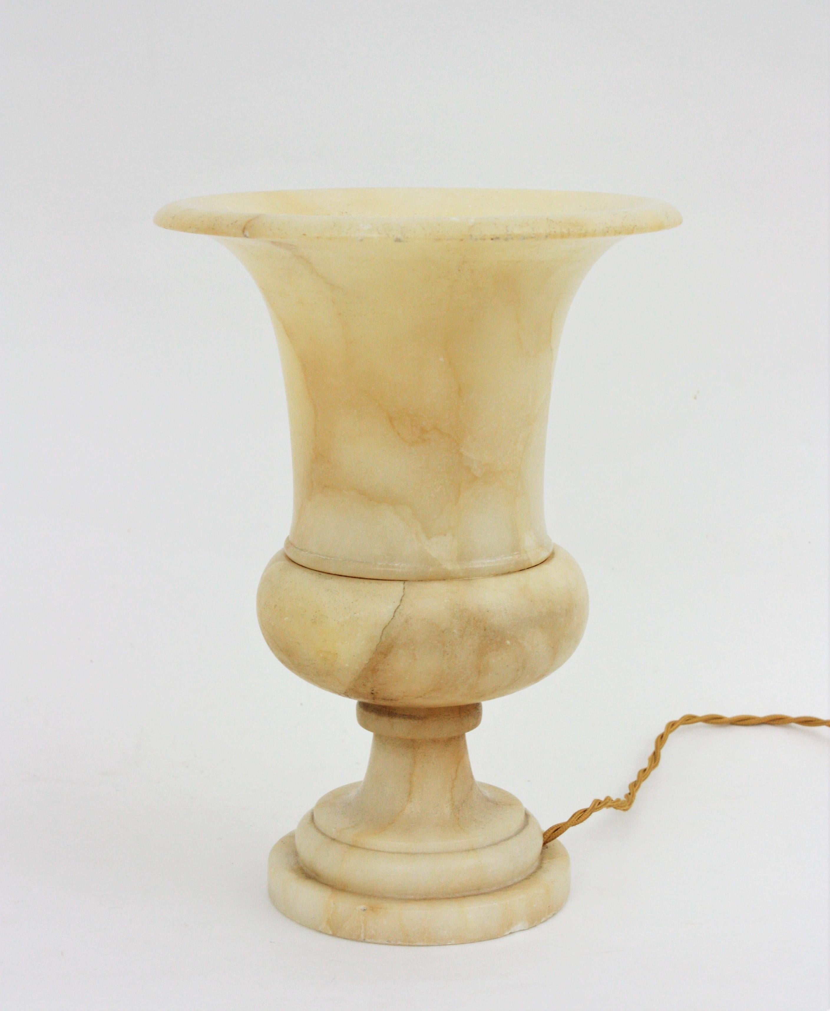 Spanish Neoclassical Art Deco Alabaster Urn Lamp, Spain, 1930s