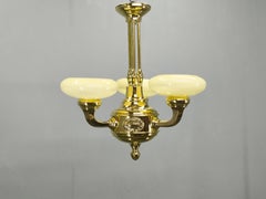 Neoclassical Art Deco Brass Chandelier, Czechoslovakia, 1930s