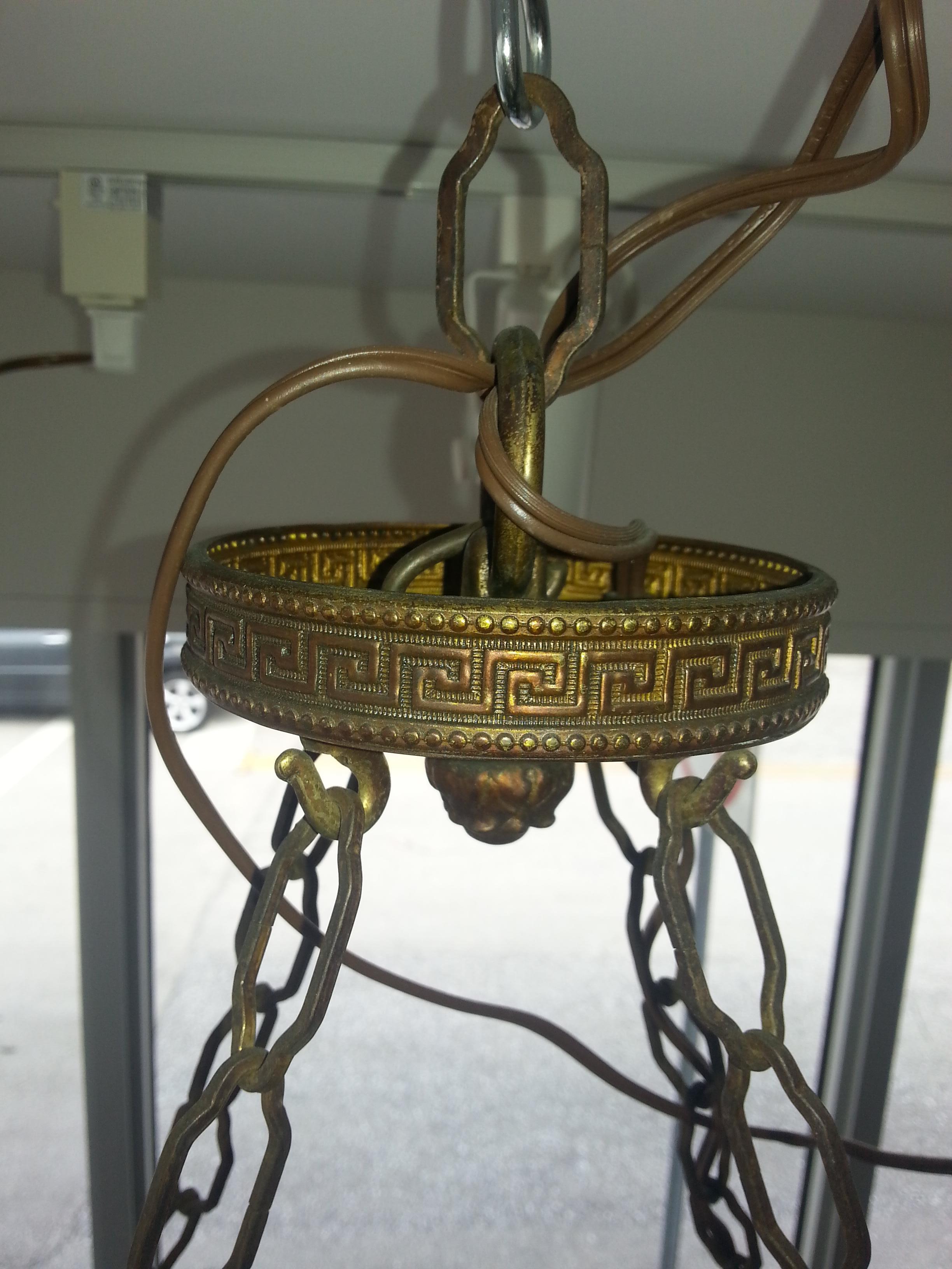 Neoclassical, Art Deco Chandelier in Bronze, Frosted and Cut Glass 6