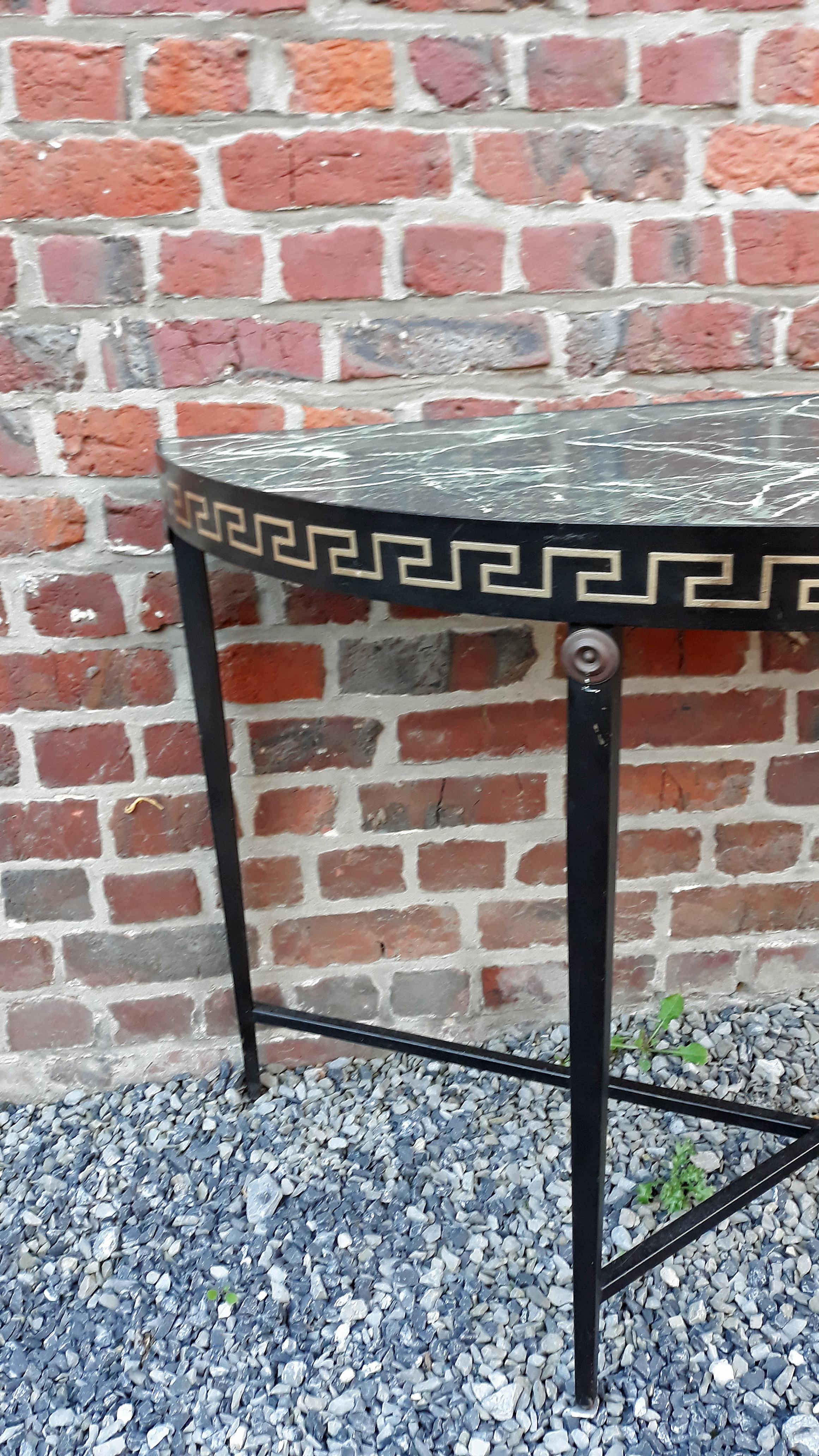 Metal Neoclassical art deco console, circa 1950-1960 For Sale