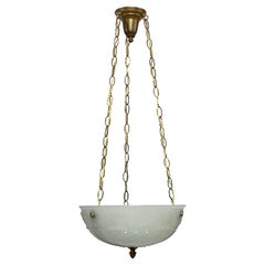 Neoclassical / Art Deco Style Glass Bowl Pendant Light Fixture, circa 1920