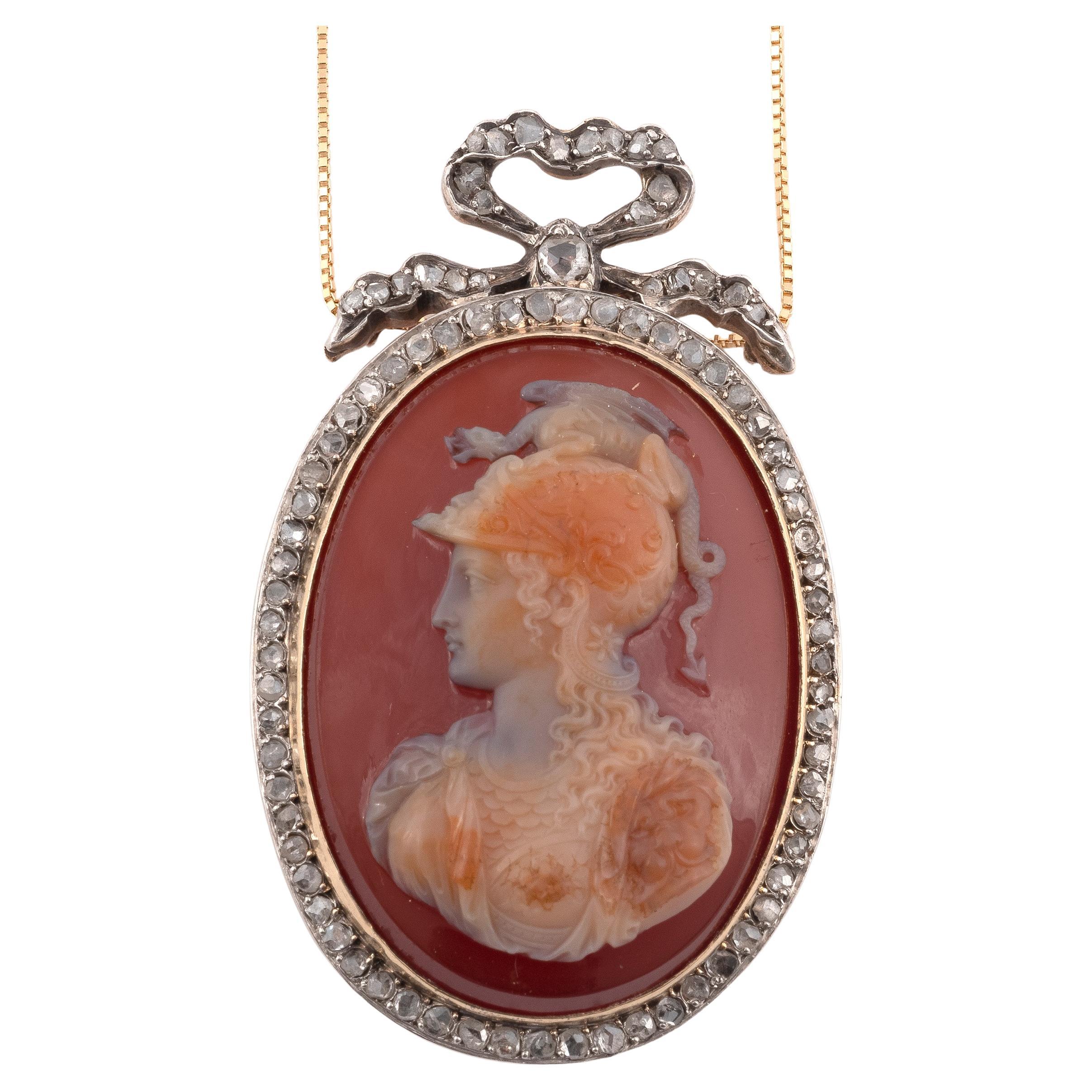 Neoclassical Athena Cameo Sardonyx Pendant