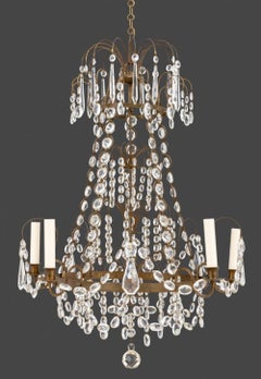 Neoclassical Baltic Style Brass 5-Light Chandelier