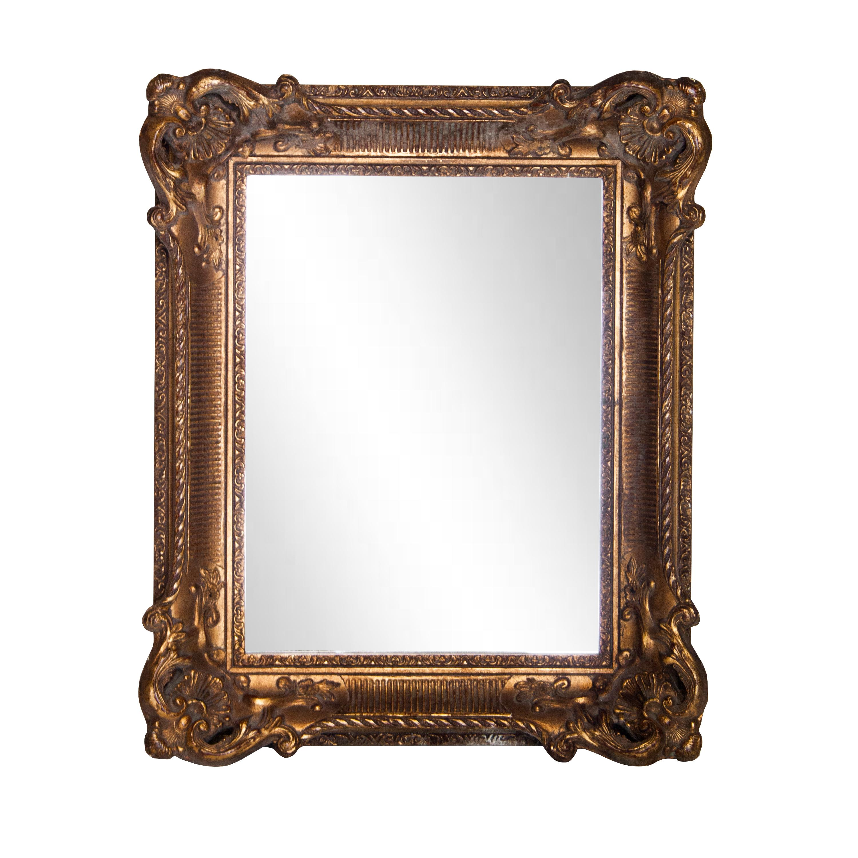 Neoclassical Baroque Gold Foil Hand Carved Wooden Mirror, 1970 For Sale