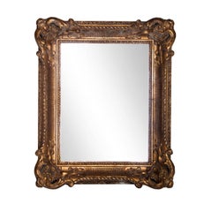 Neoclassical Baroque Gold Foil Hand Carved Wooden Mirror, 1970