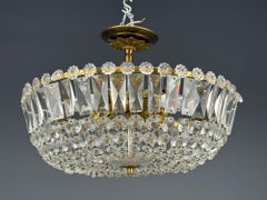 Neoclassical, Basket Pendant Light, Bronze, Crystal, France, 20th c.