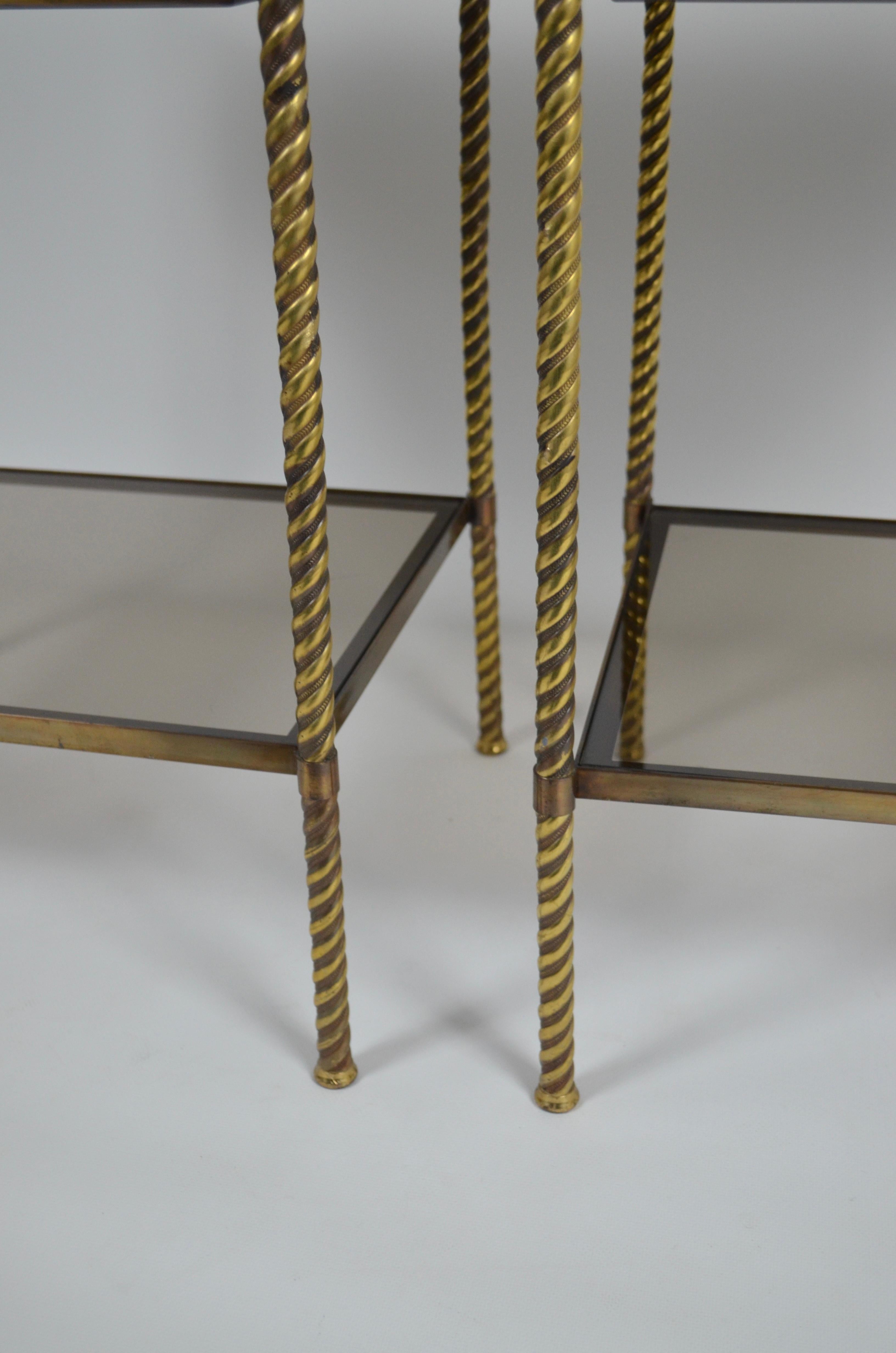Metal Neoclassical bedsides / end tables, France, 1950/60s  For Sale