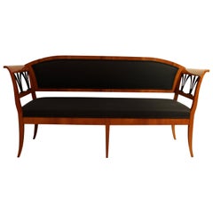 Neoclassical Biedermeier Bench, Cherry Veneer, South Germany, 19th Century