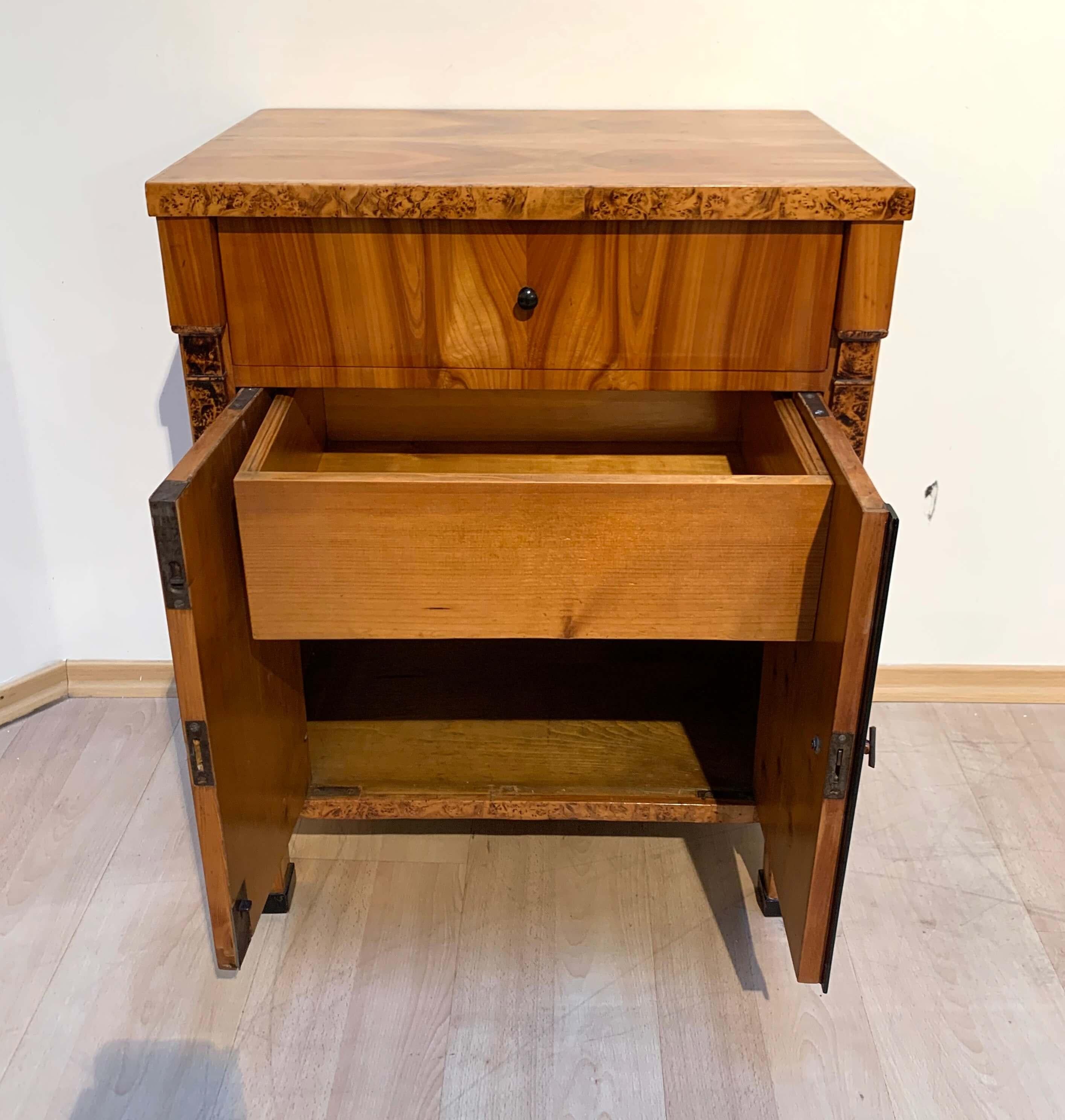 Hardwood Neoclassical Biedermeier Half Cabinet, Cherry Veneer, South Germany, circa 1820