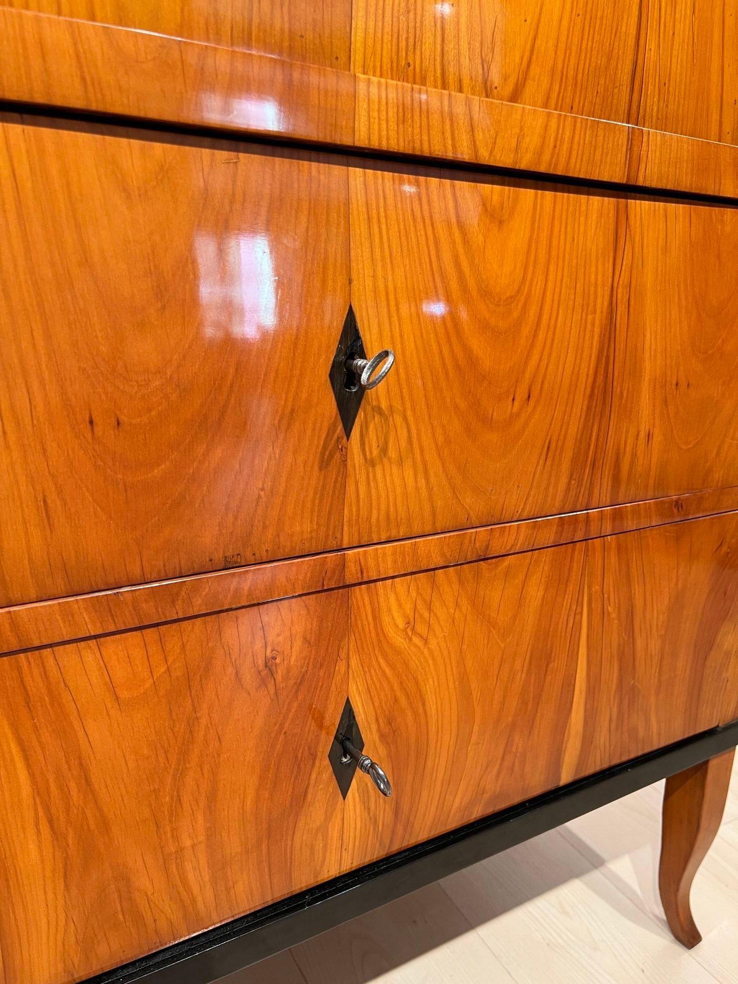 Biedermeier Secretaire, Cherry Veneer, Mahogany, South Germany circa 1820 For Sale 3