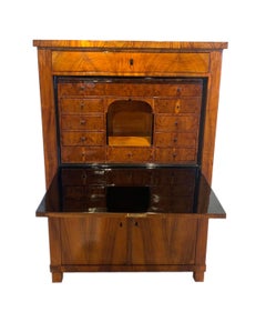 Secrétaire néoclassique Biedermeier, noyer, if, ébonisé, Allemagne, vers 1830