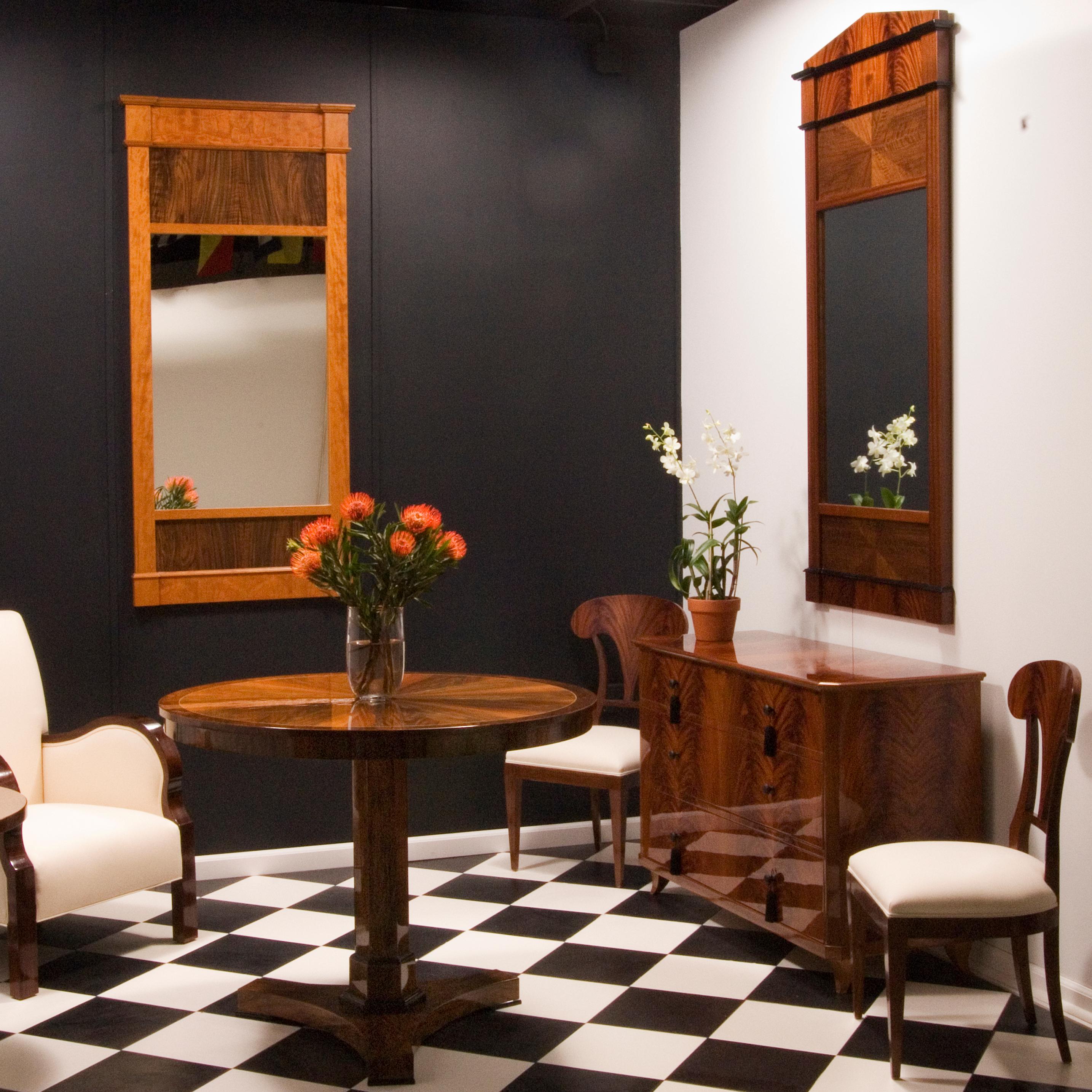 Mahogany Tas de Bois series Neoclassical Biedermeier Style Wall Mirror
