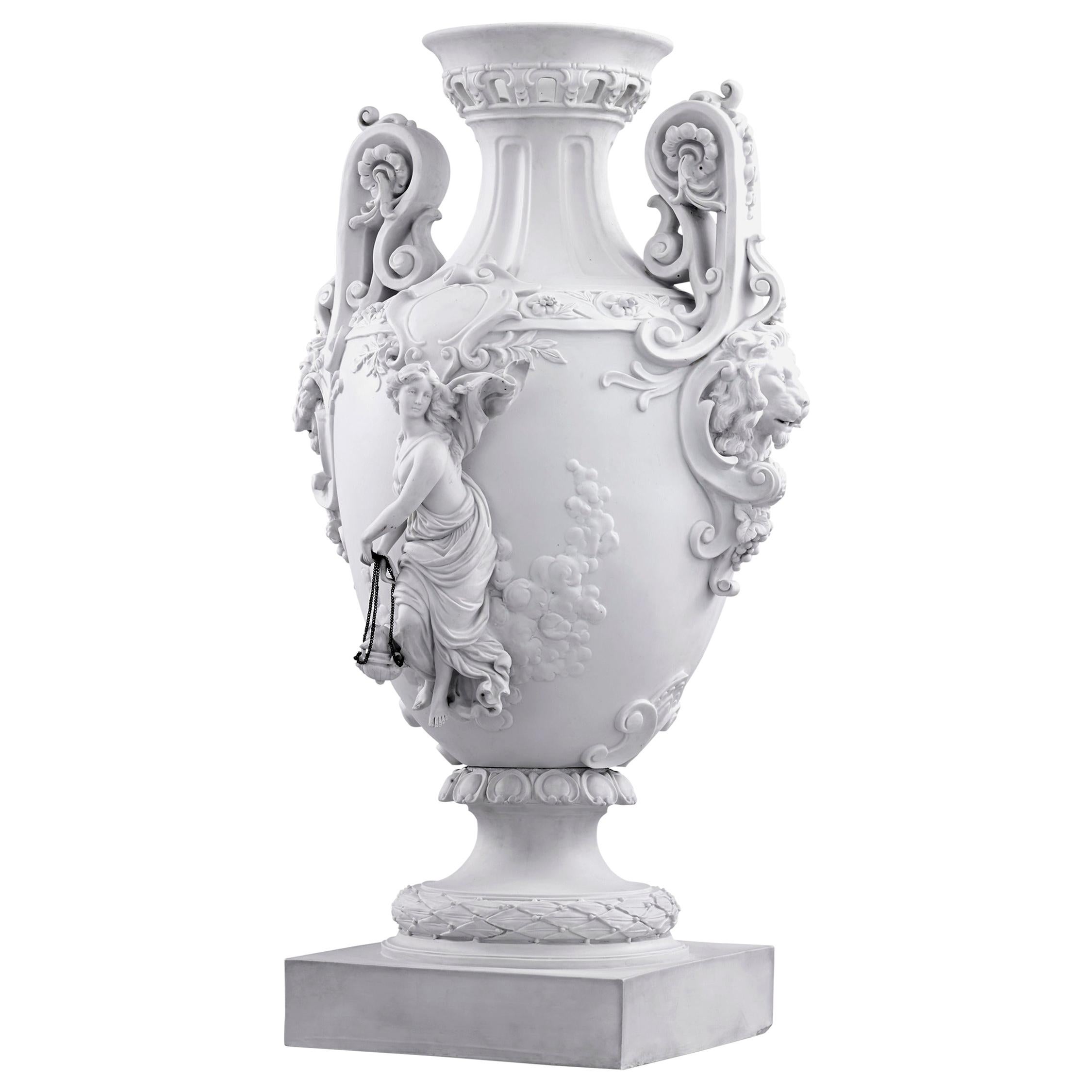 Neoclassical Bisque Porcelain Urn