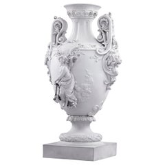 Antique Neoclassical Bisque Porcelain Urn