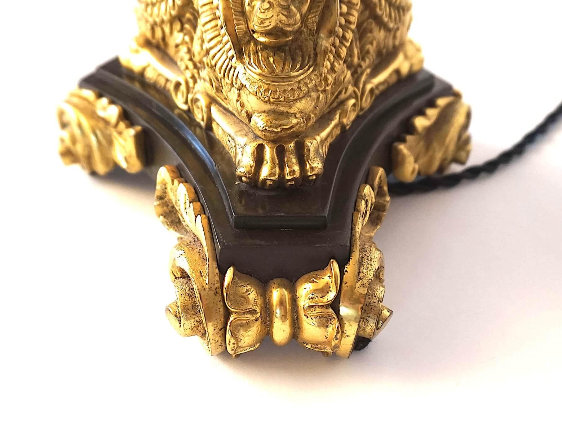 Neoclassical Black and Ormolu Bronze Sinumbra Base Table Lamp, circa 1835 For Sale 5