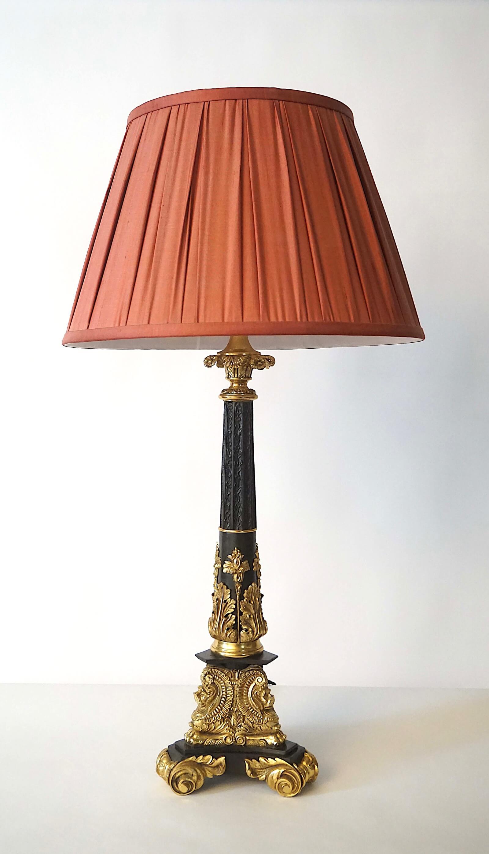 Neoclassical Black and Ormolu Bronze Sinumbra Base Table Lamp, circa 1835 For Sale 8