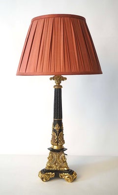 Neoclassical Black and Ormolu Bronze Sinumbra Base Table Lamp, circa 1835