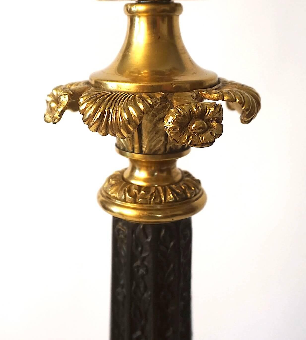 Brass Neoclassical Black and Ormolu Bronze Sinumbra Base Table Lamp, circa 1835 For Sale