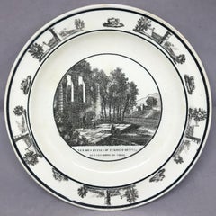 Neoclassical Black and White Creamware Plate