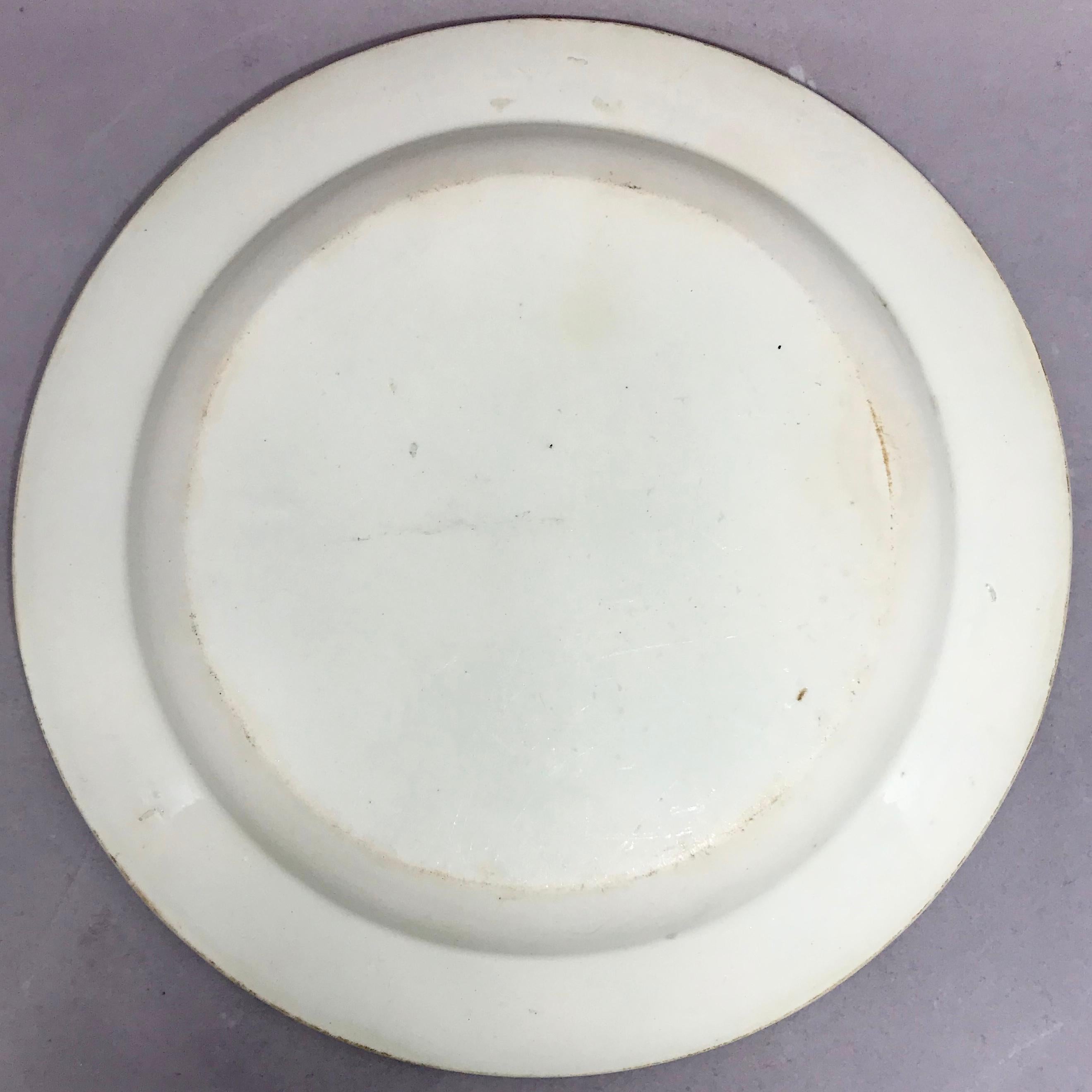 19th Century Neoclassical Black and White Creamware Plate For Sale