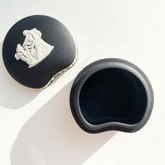 Neoclassical Black Ceramic Jasperware Wedgwood Trinket Box or Vide Poche England