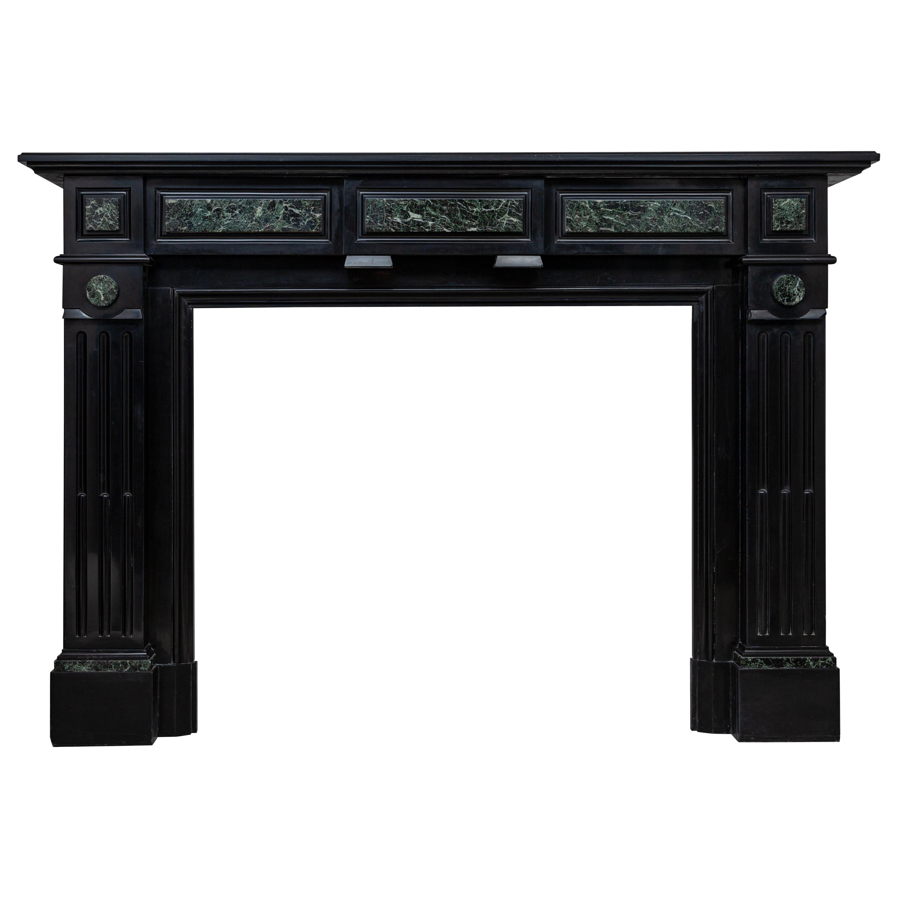 Neoclassical Black Marble Antique Fireplace