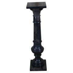 Neoclassical Black Marble Column Pillar Pedestal Sculpture Stand Display 39"