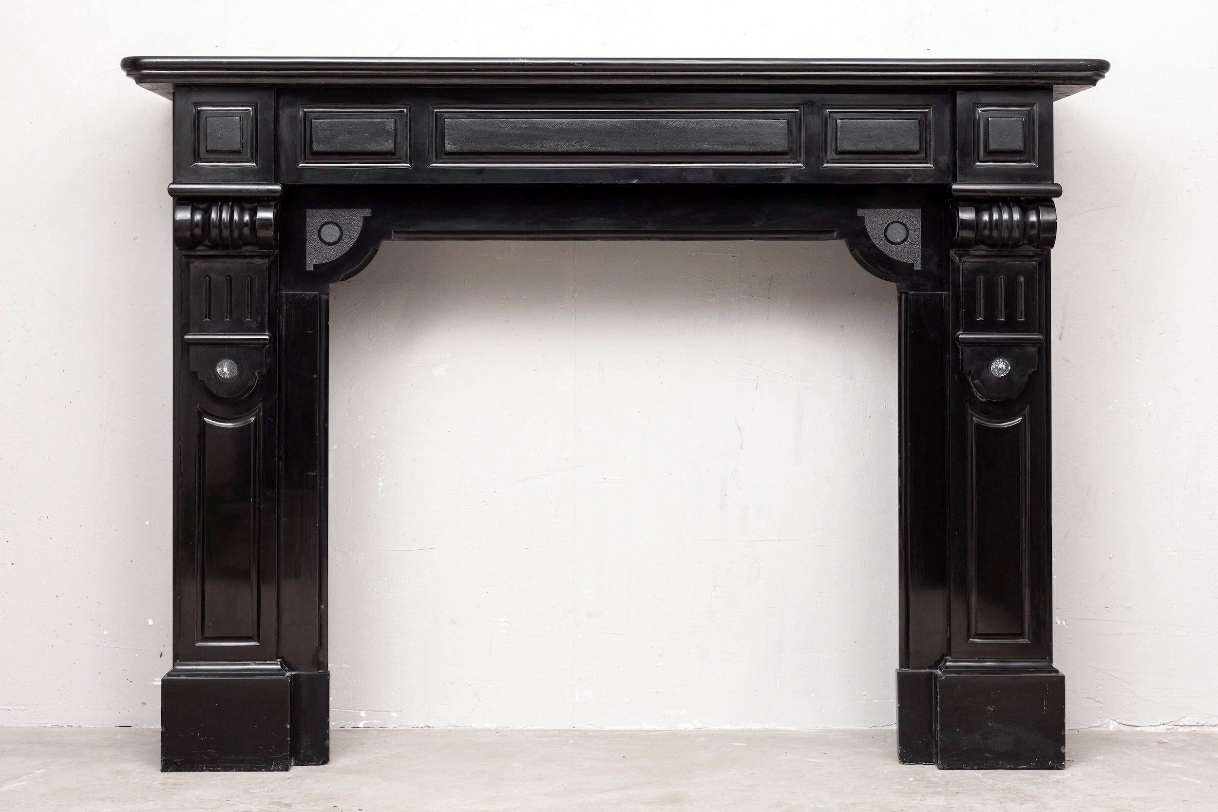 Belgian Neoclassical Black Noir de Mazy Antique Fireplace For Sale