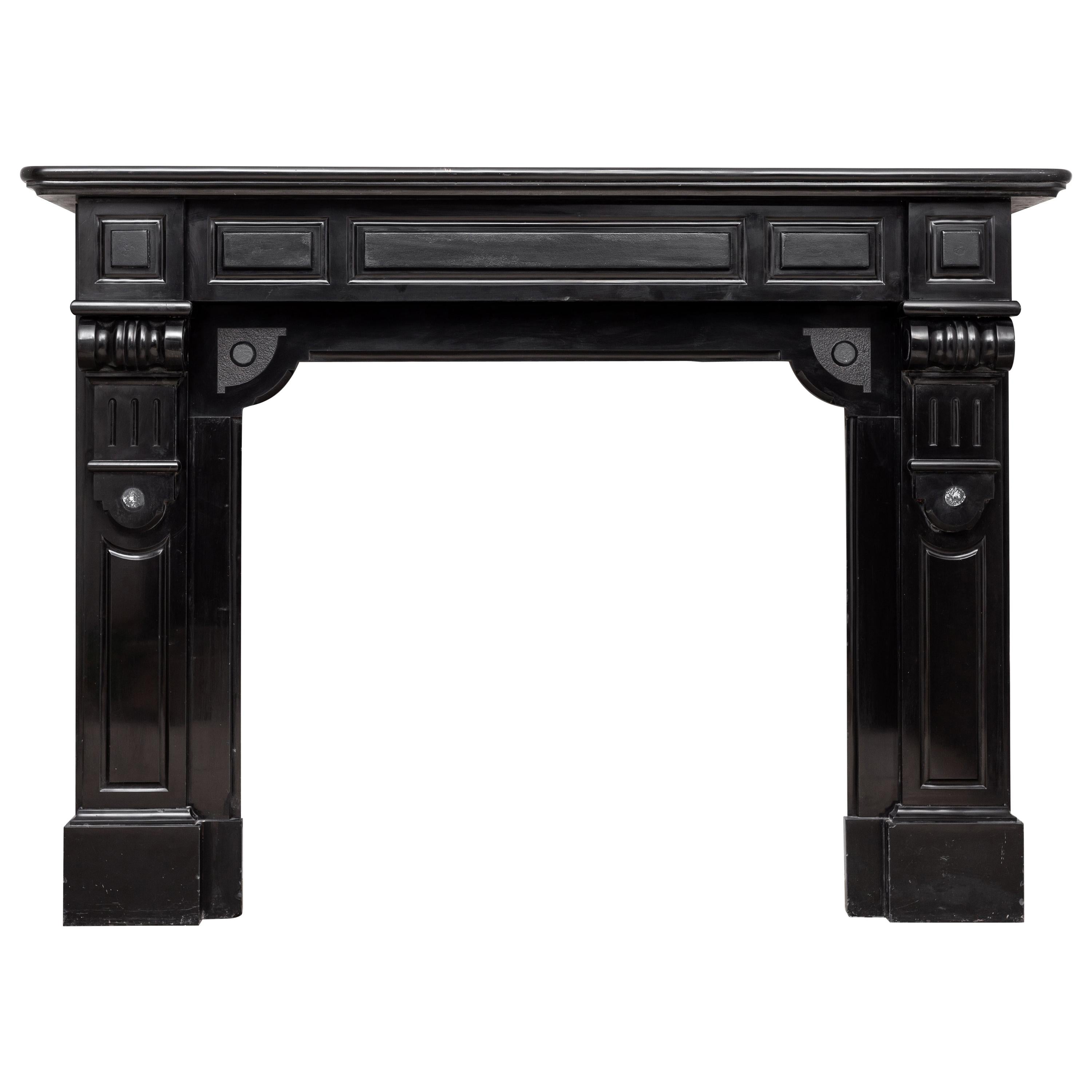 Neoclassical Black Noir de Mazy Antique Fireplace For Sale