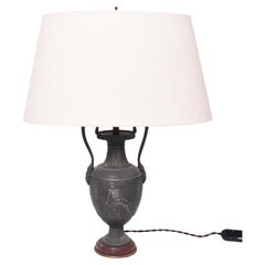Antique Neoclassical blackened iron lamp, 1920s.