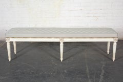 Neoclassical Blue and White Bench
